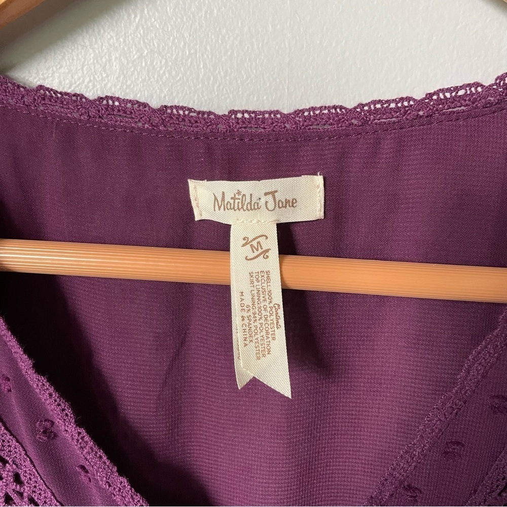 Matilda Jane Purple Pleated Sundress with Bishop Sleeves Size Medium - Picture 8 of 9